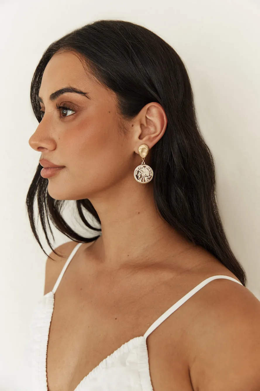 18K Gold Plated Lucky Coin Earrings Gold sold by Fortunate One product image thumbnail 4