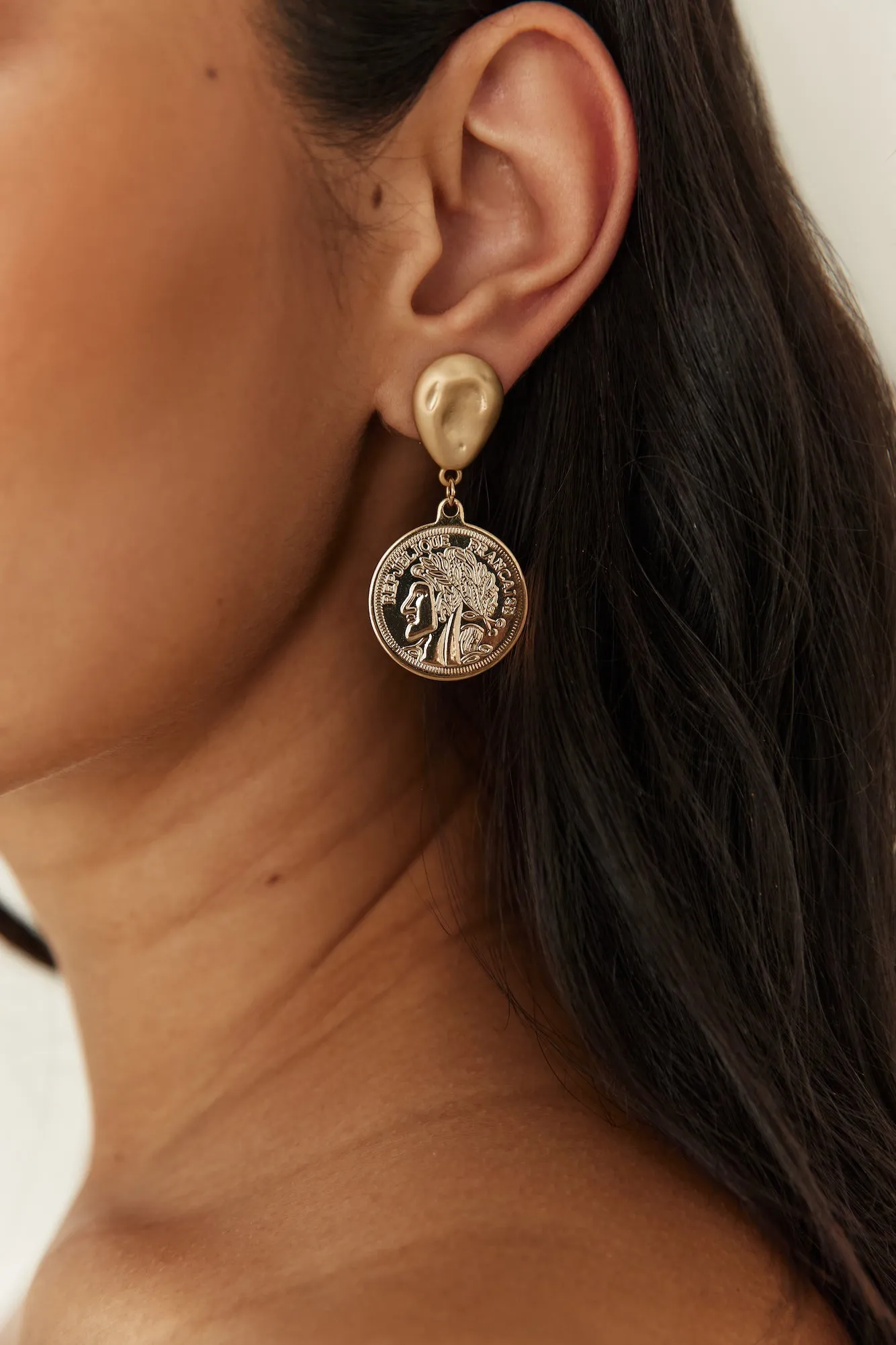 18K Gold Plated Lucky Coin Earrings Gold sold by Fortunate One product image thumbnail 2