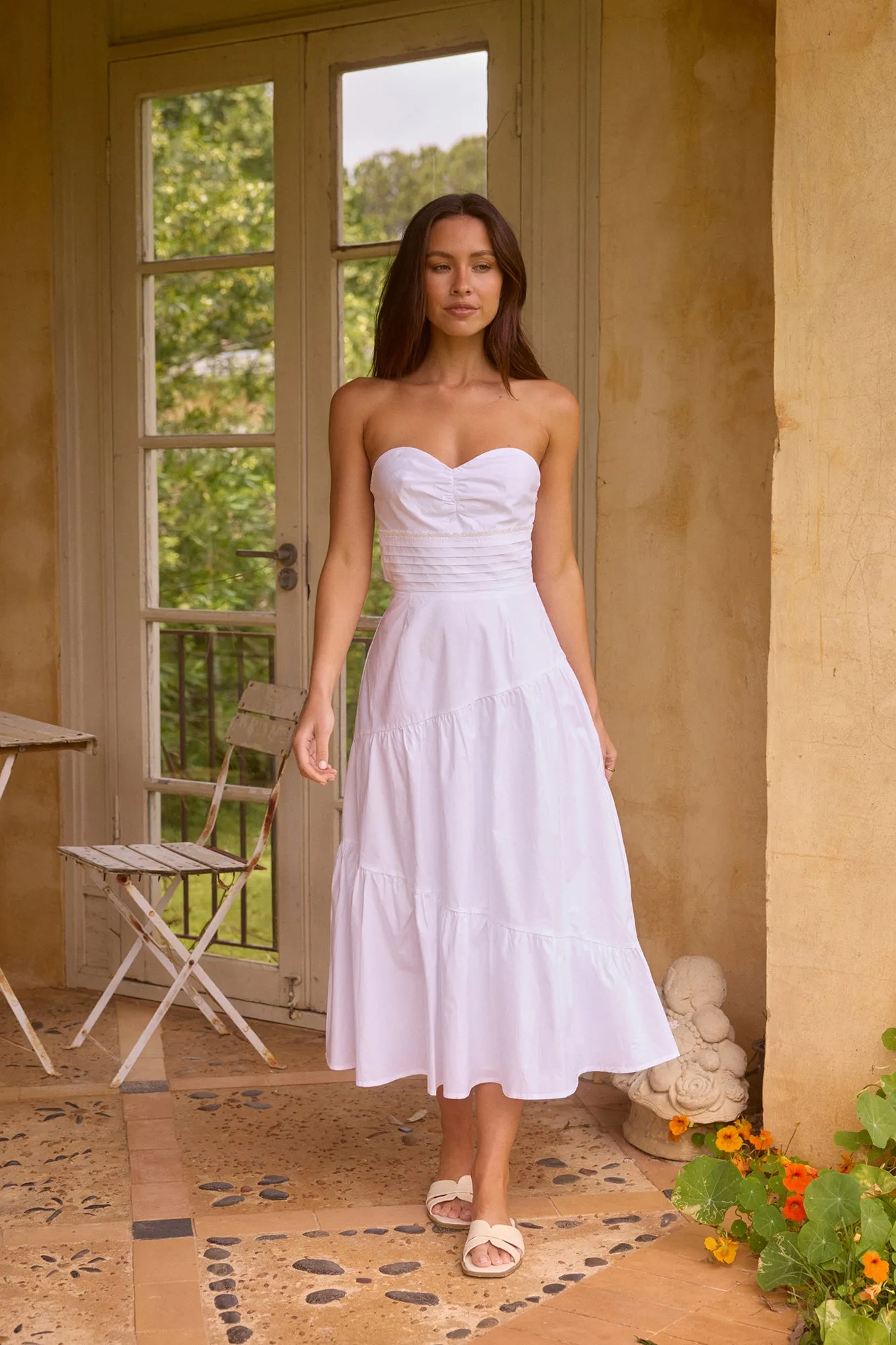 Seaside Picnic Midi Dress White sold by Fortunate One product image thumbnail 4