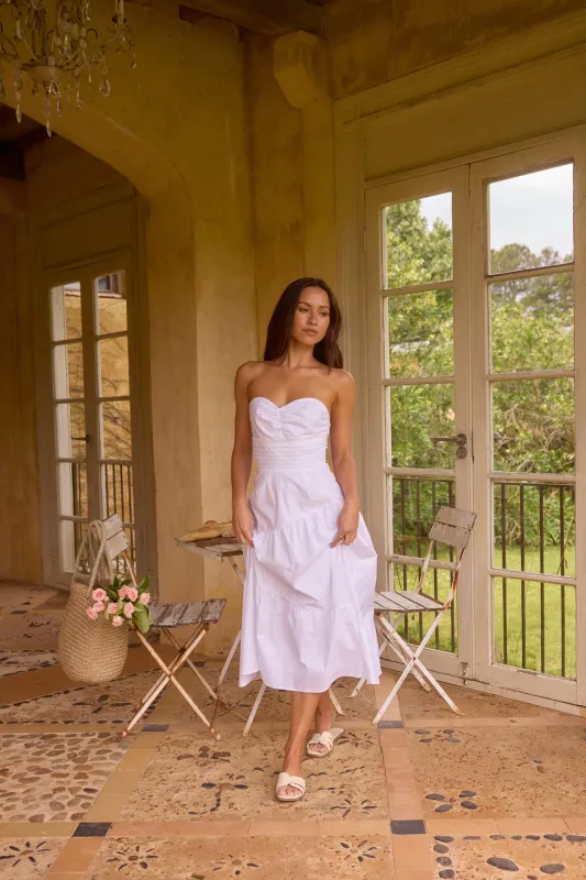 Seaside Picnic Midi Dress White sold by Fortunate One