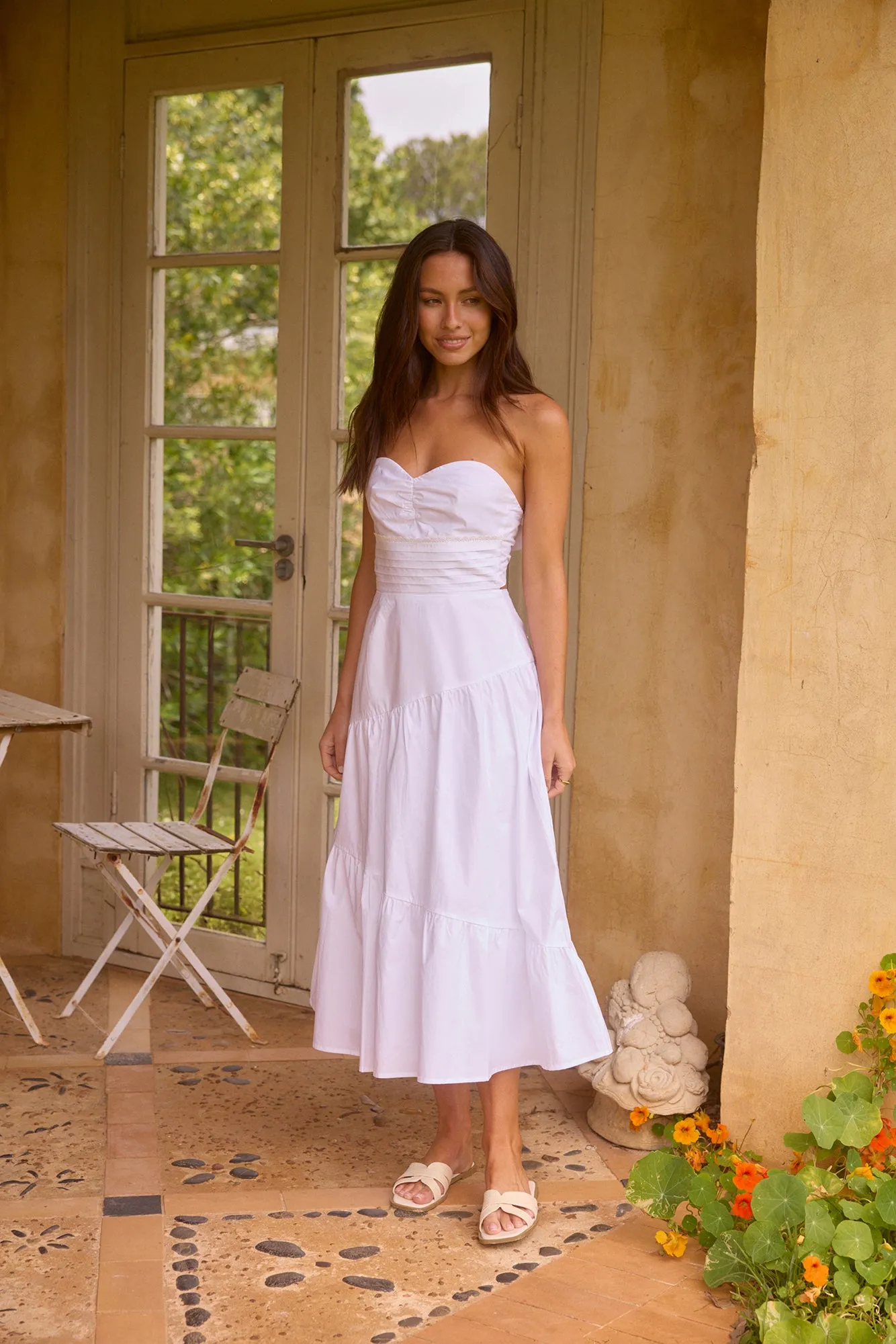 Seaside Picnic Midi Dress White sold by Fortunate One product image thumbnail 5