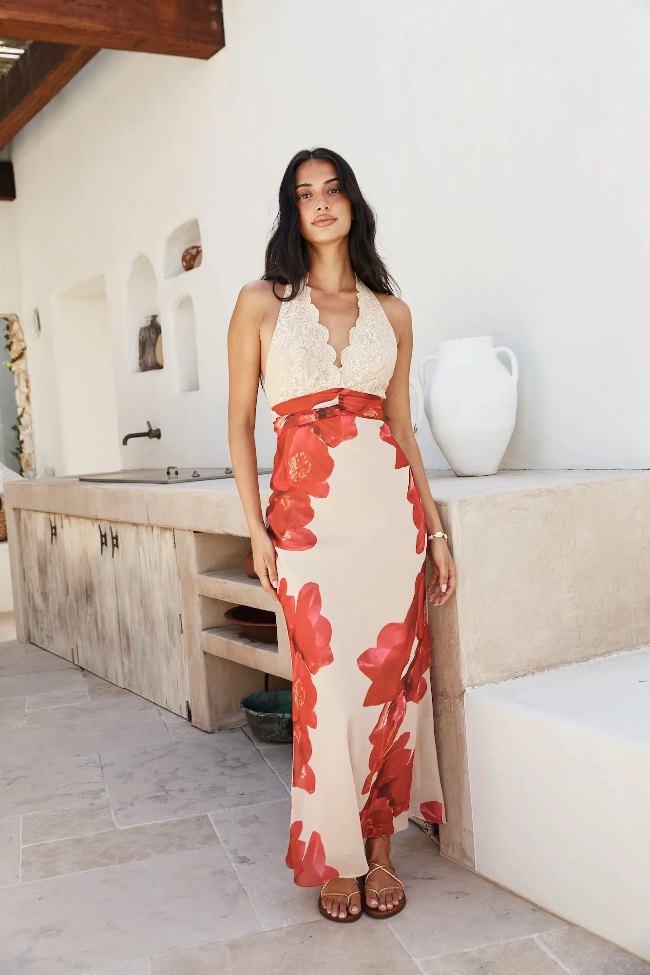 Sahara Sunset Maxi Dress Cream sold by Fortunate One product image thumbnail 4
