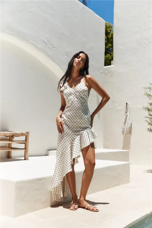 Riviera Satin Maxi Dress Cream sold by Fortunate One