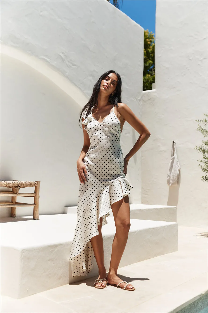 Riviera Satin Maxi Dress Cream sold by Fortunate One