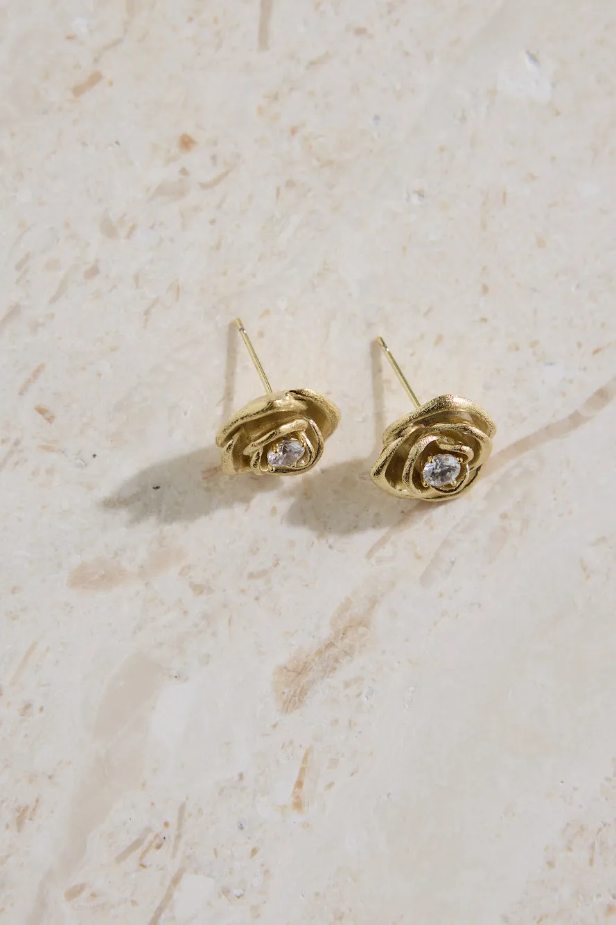 18K Gold Plated Golden Rose Earrings Gold sold by Fortunate One product image thumbnail 2