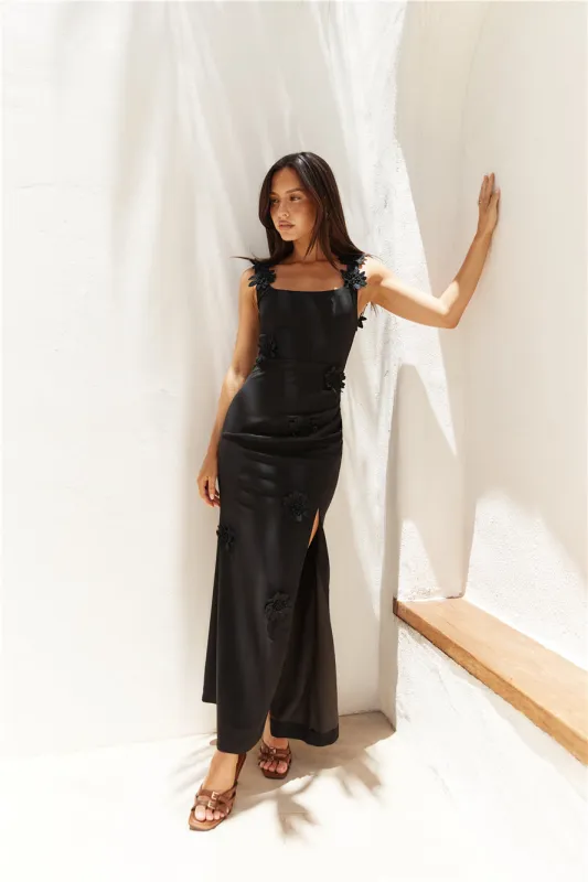 Noir Blossom Maxi Dress Black sold by Fortunate One