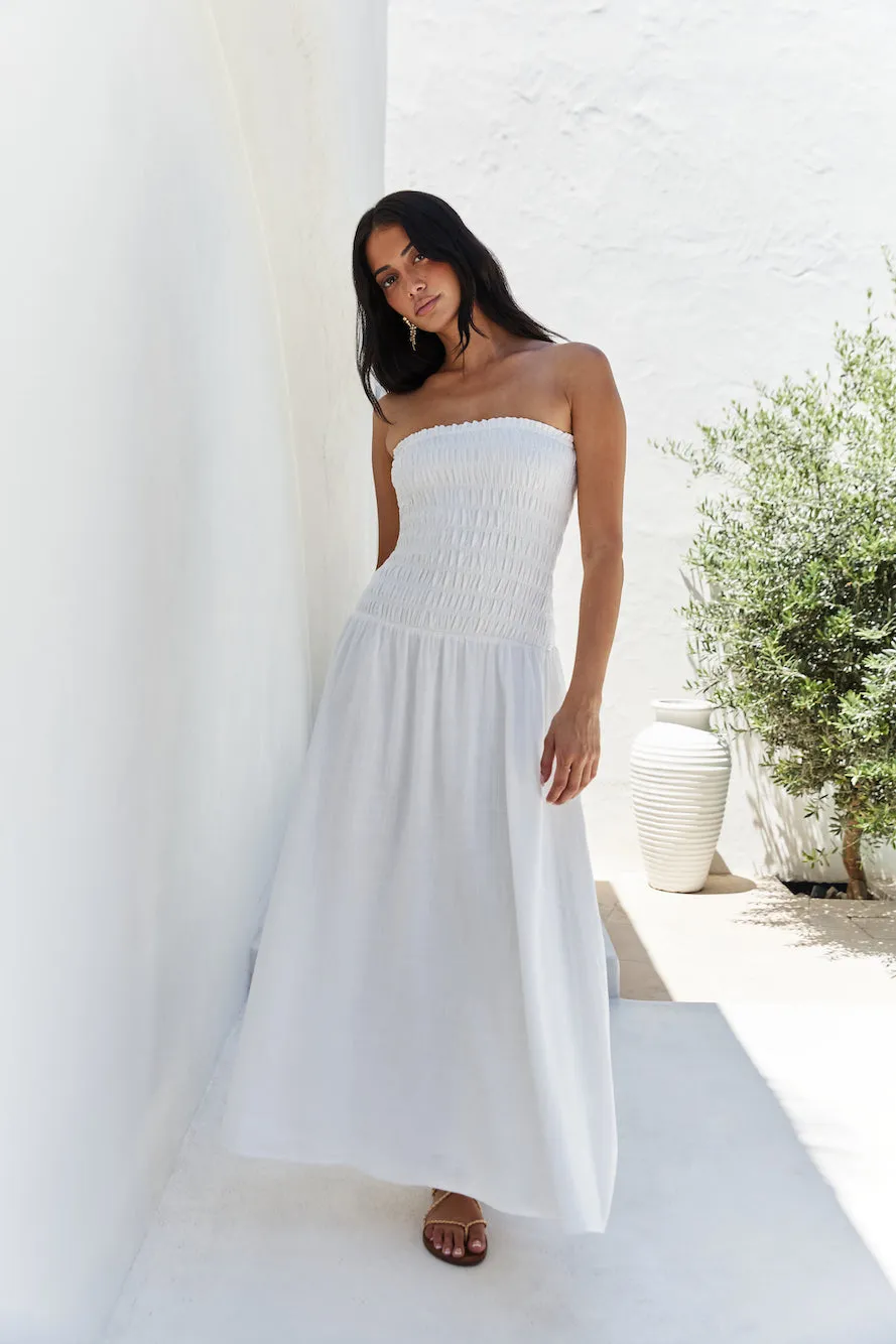 Blossom Bay Strapless Maxi Dress White sold by Fortunate One