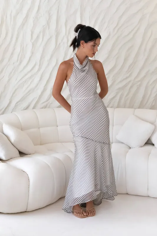 Tidal Wave Maxi Dress Brown sold by Fortunate One