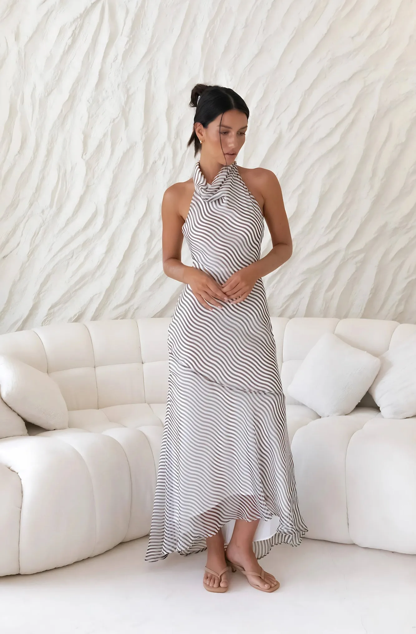 Tidal Wave Maxi Dress Brown sold by Fortunate One product image thumbnail 5