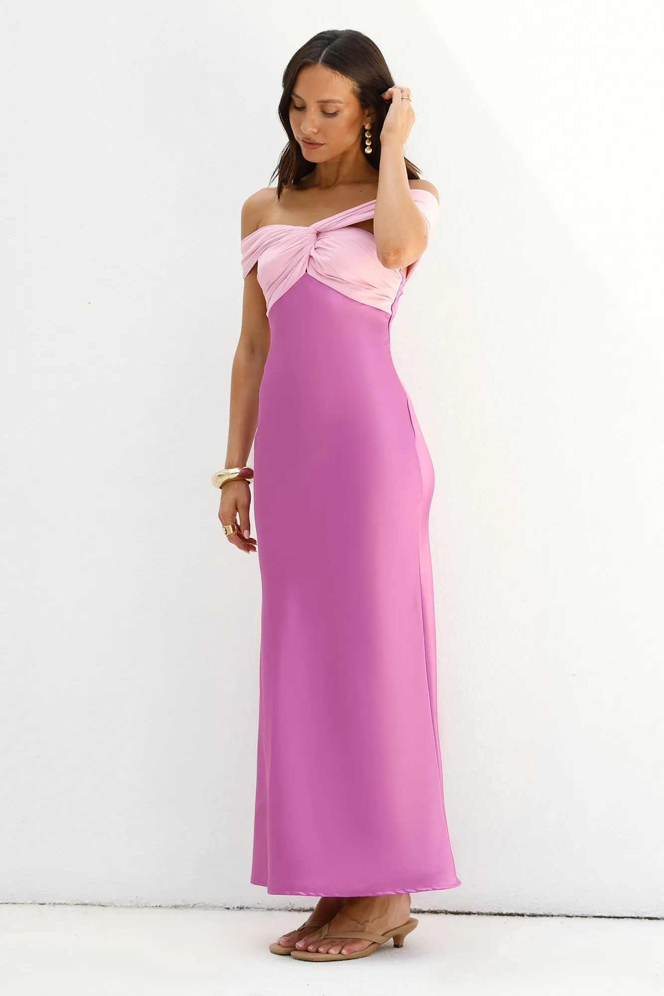 Dreamers Delight Off The Shoulder Maxi Dress Purple sold by Fortunate One product image thumbnail 4