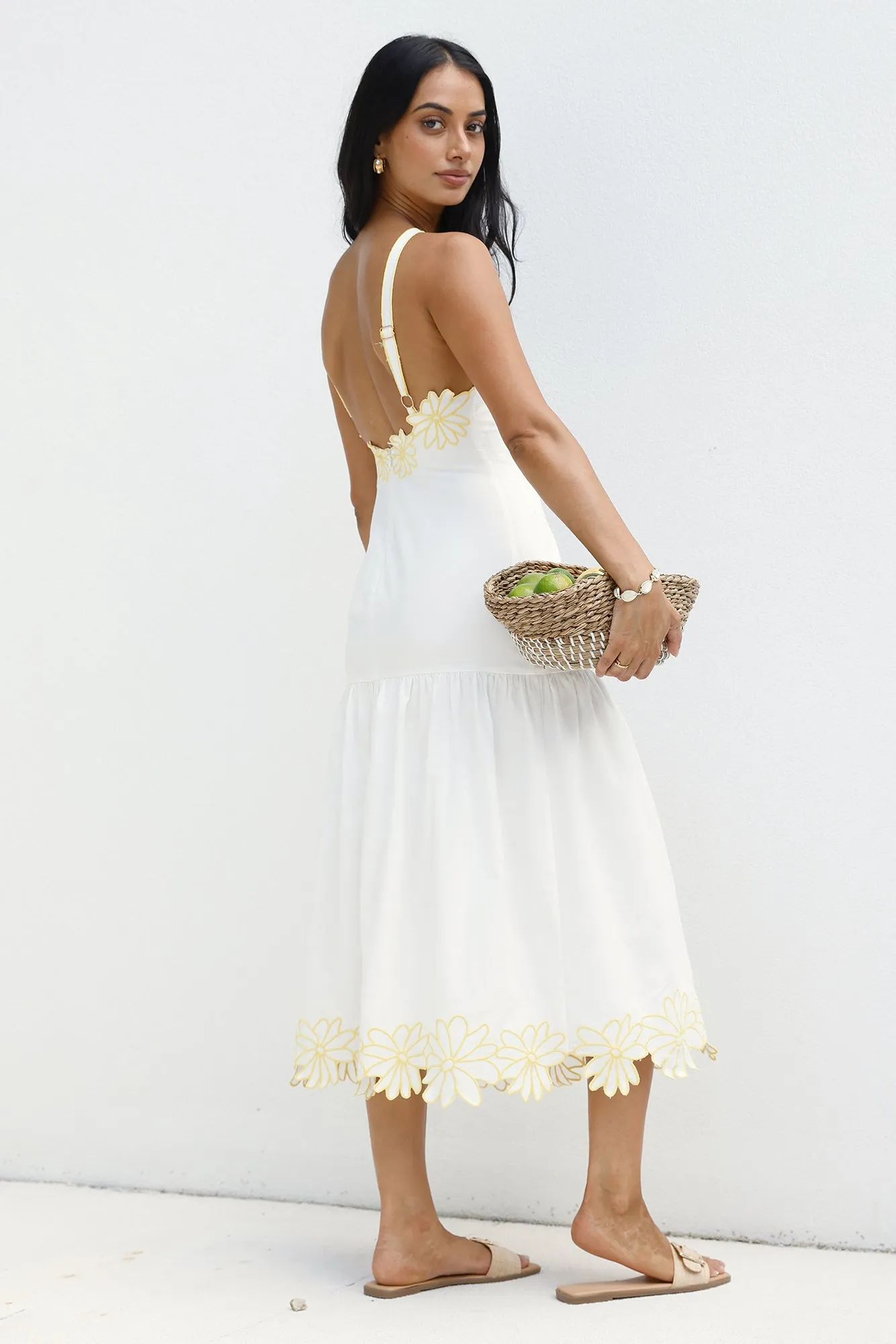 Golden Petals Midi Dress White sold by Fortunate One product image thumbnail 2