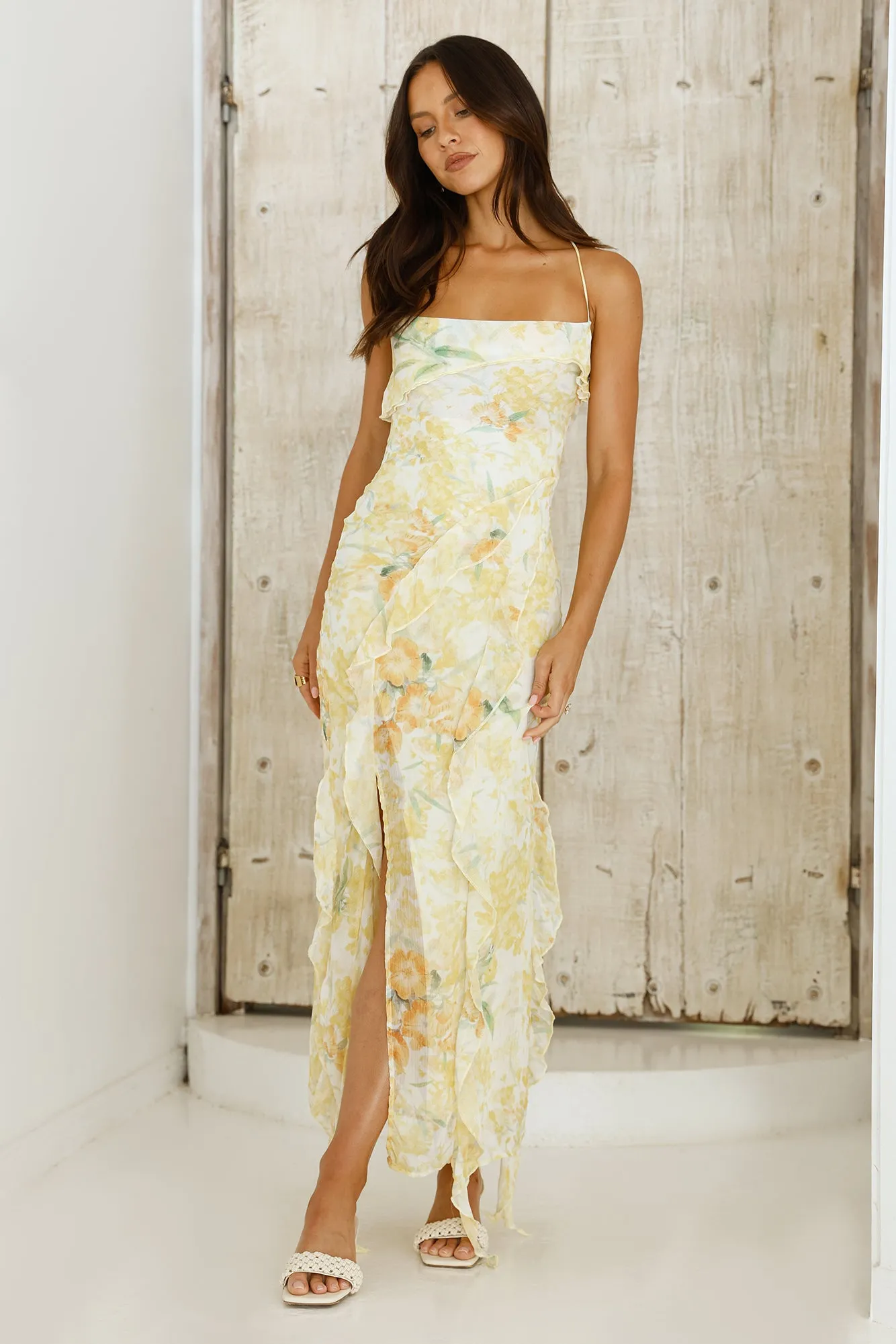 Poetic Charm Midi Dress Yellow sold by Fortunate One product image thumbnail 3