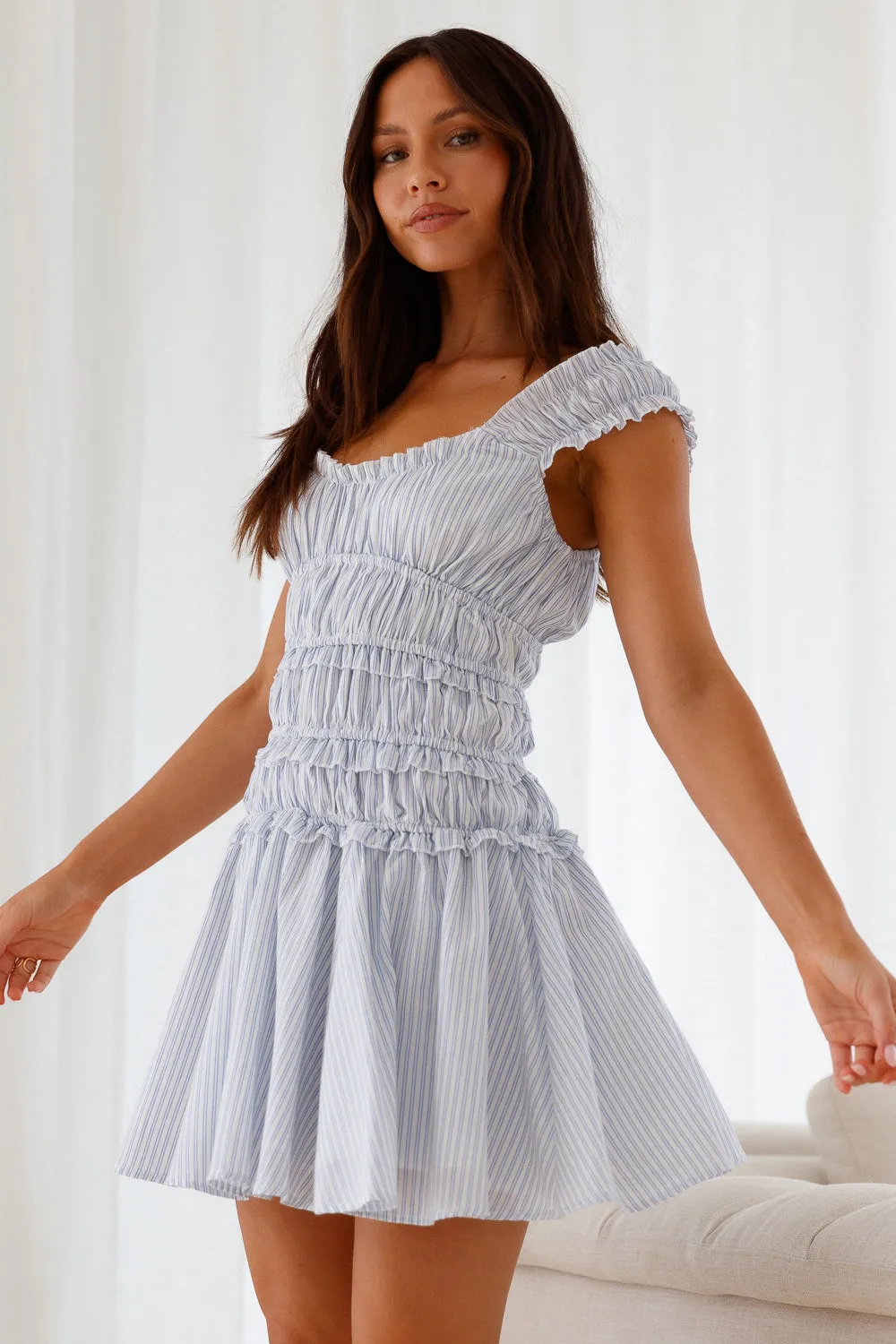 Ocean Breath Mini Dress Blue sold by Fortunate One product image thumbnail 5