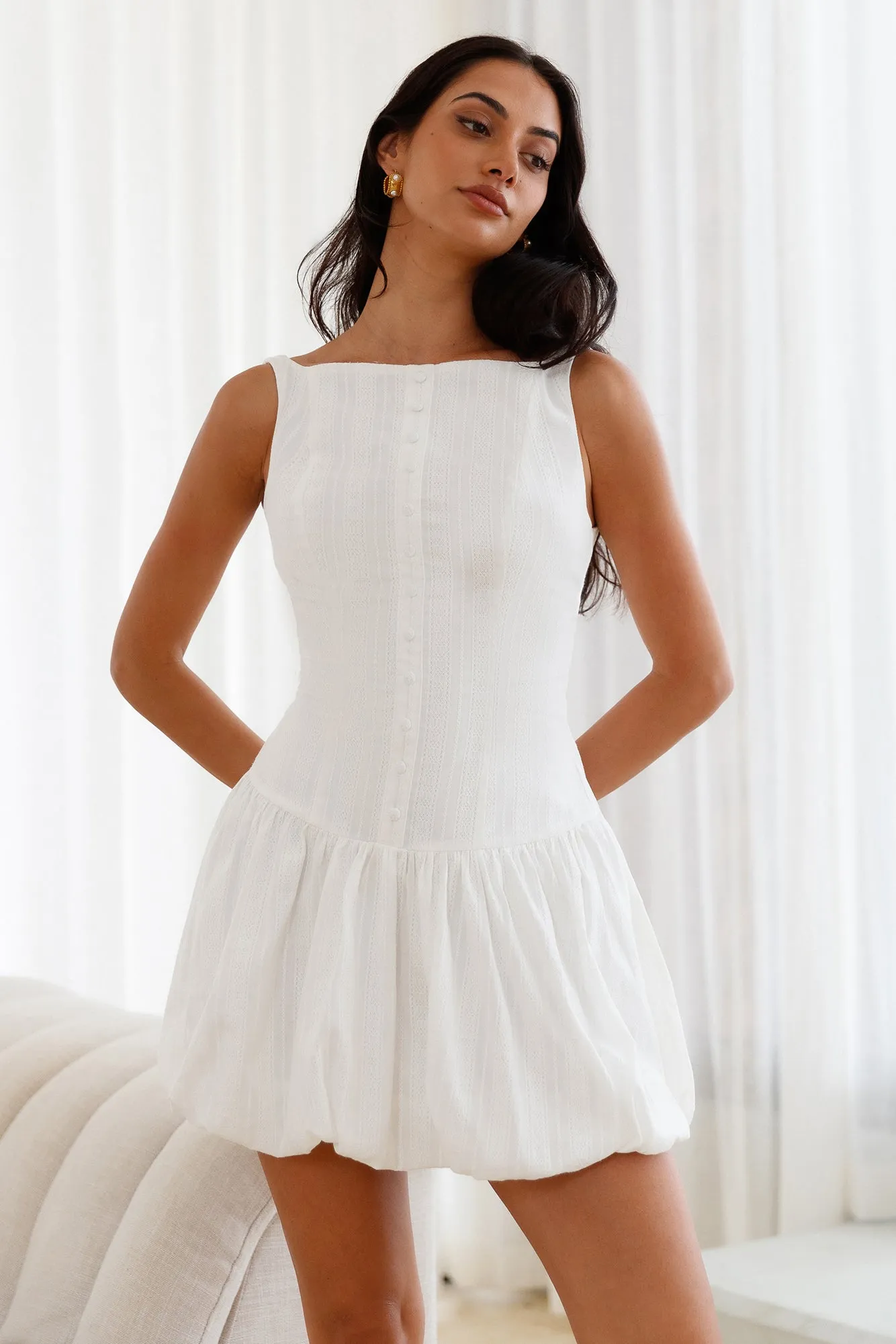 Dainty Style Mini Dress White sold by Fortunate One