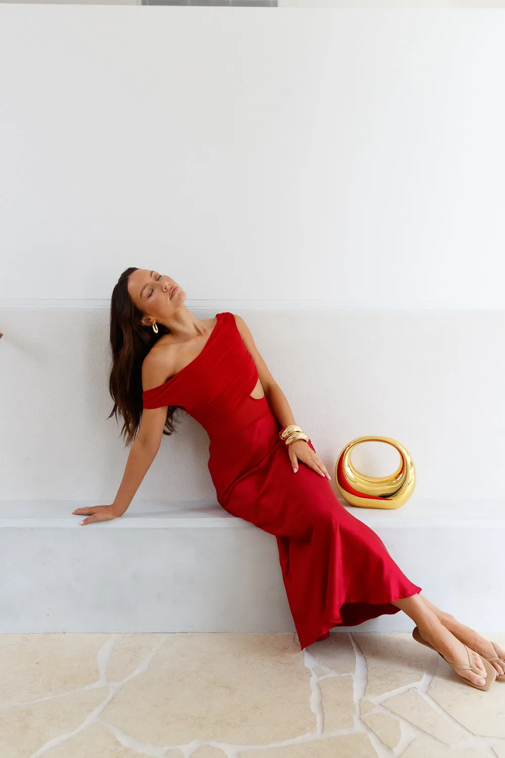 Dreamer’s Path Off The Shoulder Maxi Dress Red sold by Fortunate One product image thumbnail 3