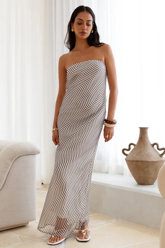 Timeless Grace Strapless Maxi Dress Brown sold by Fortunate One