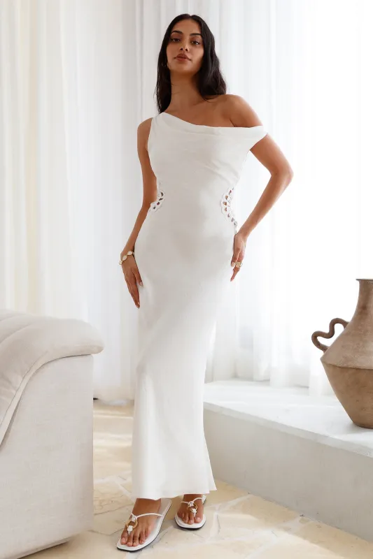 Moonlight Dancer Off Shoulder Maxi Dress Cream sold by Fortunate One