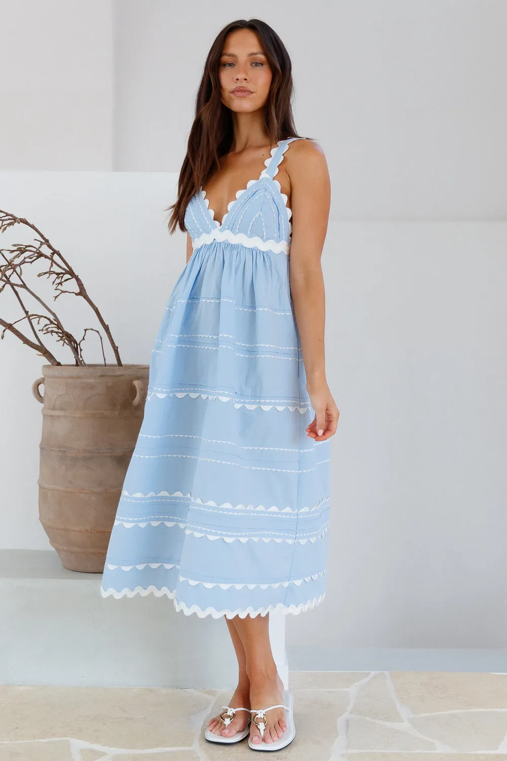 Summer Soirée Midi Dress Blue sold by Fortunate One product image thumbnail 3