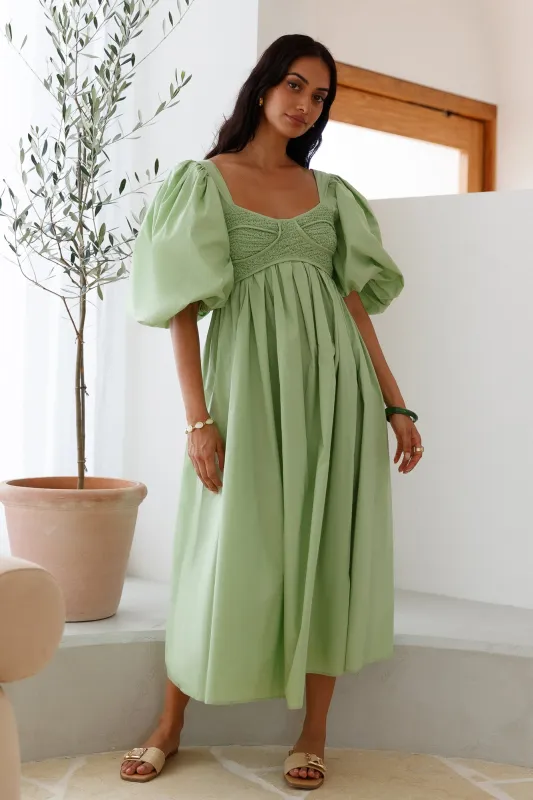 Peaceful Shores Midi Dress Green sold by Fortunate One