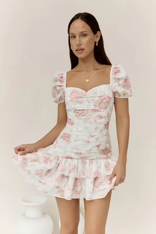 Flora’s Dream Mini Dress White sold by Fortunate One
