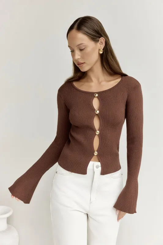 Cardos Cardigan Brown sold by Fortunate One