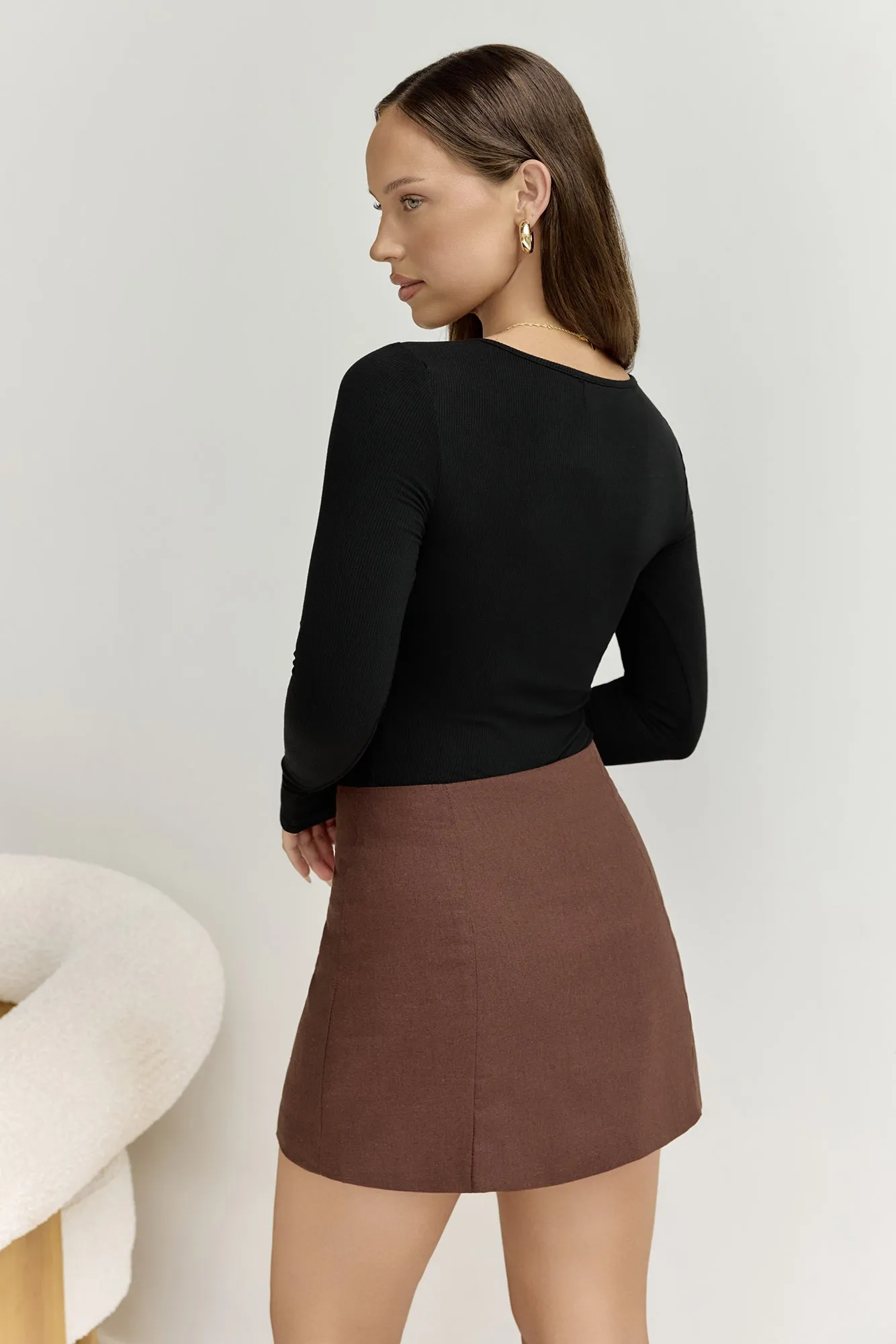 BASE The Flatter Me Long Sleeve Ribbed Bodysuit Black sold by Fortunate One product image thumbnail 2