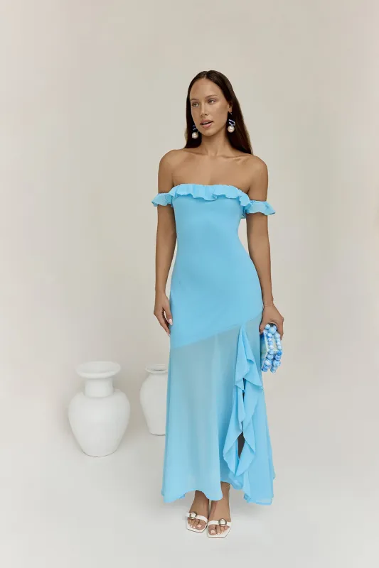 Chasing Waves Maxi Dress Blue sold by Fortunate One