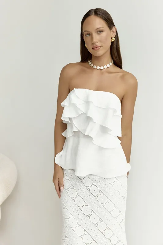Miles Of Style Strapless Top White made by Hello Molly