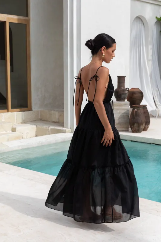 Dance In The Dark Halter Maxi Dress Black sold by Fortunate One