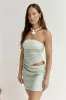 Call Me Darling Strapless Mesh Mini Dress Sage sold by Fortunate One