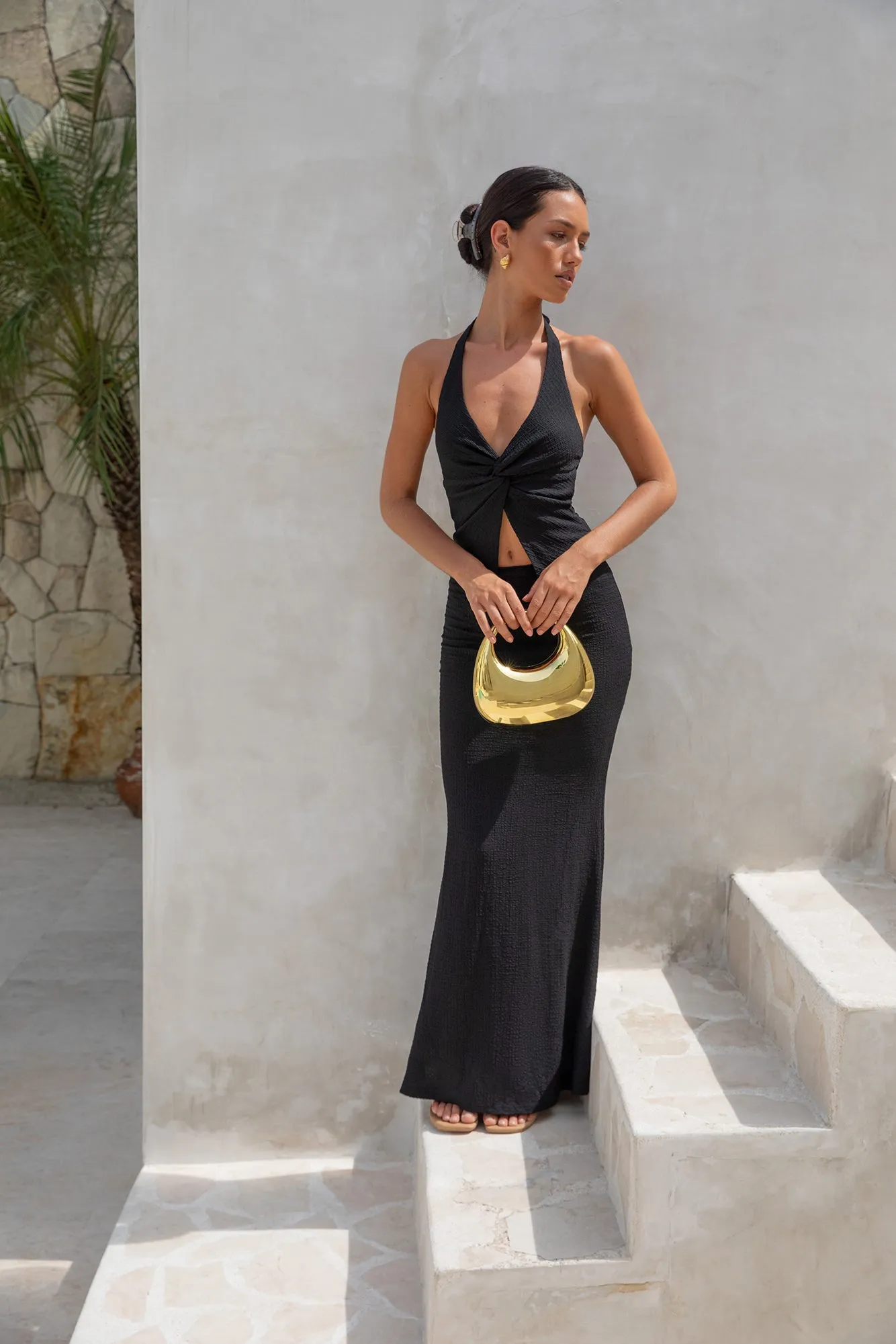 Palm Tree Paradise Halter Top Black sold by Fortunate One product image thumbnail 5