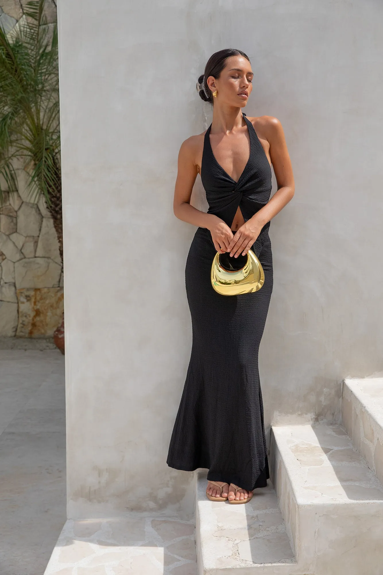 Palm Tree Paradise Halter Top Black sold by Fortunate One product image thumbnail 2