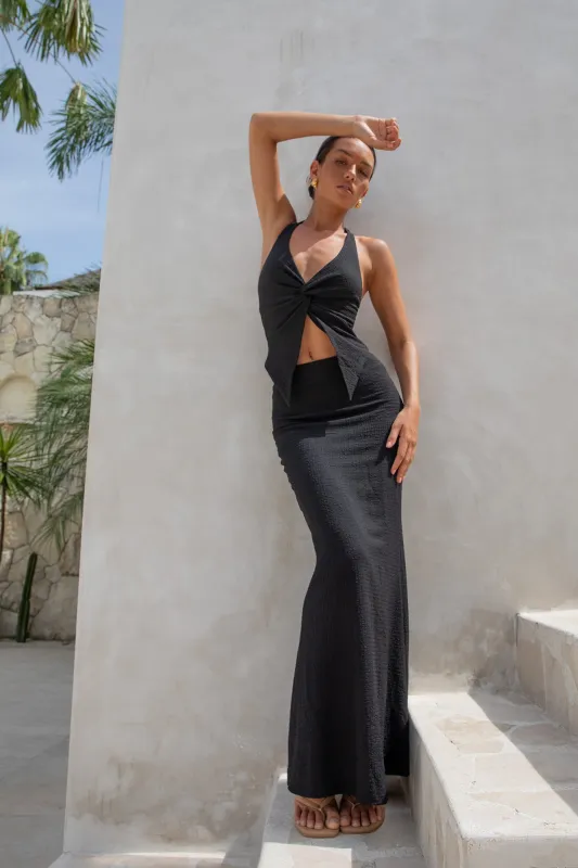 Palm Tree Paradise Maxi Skirt Black sold by Fortunate One