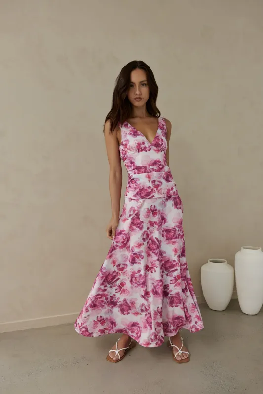 Sunset Palette Maxi Dress Pink sold by Fortunate One
