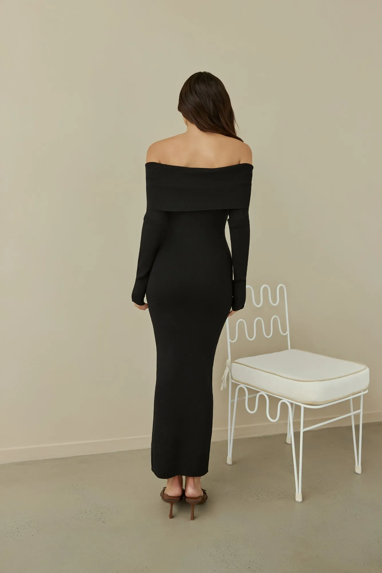 Angels Sing Off Shoulder Knit Maxi Dress Black sold by Fortunate One product image thumbnail 2