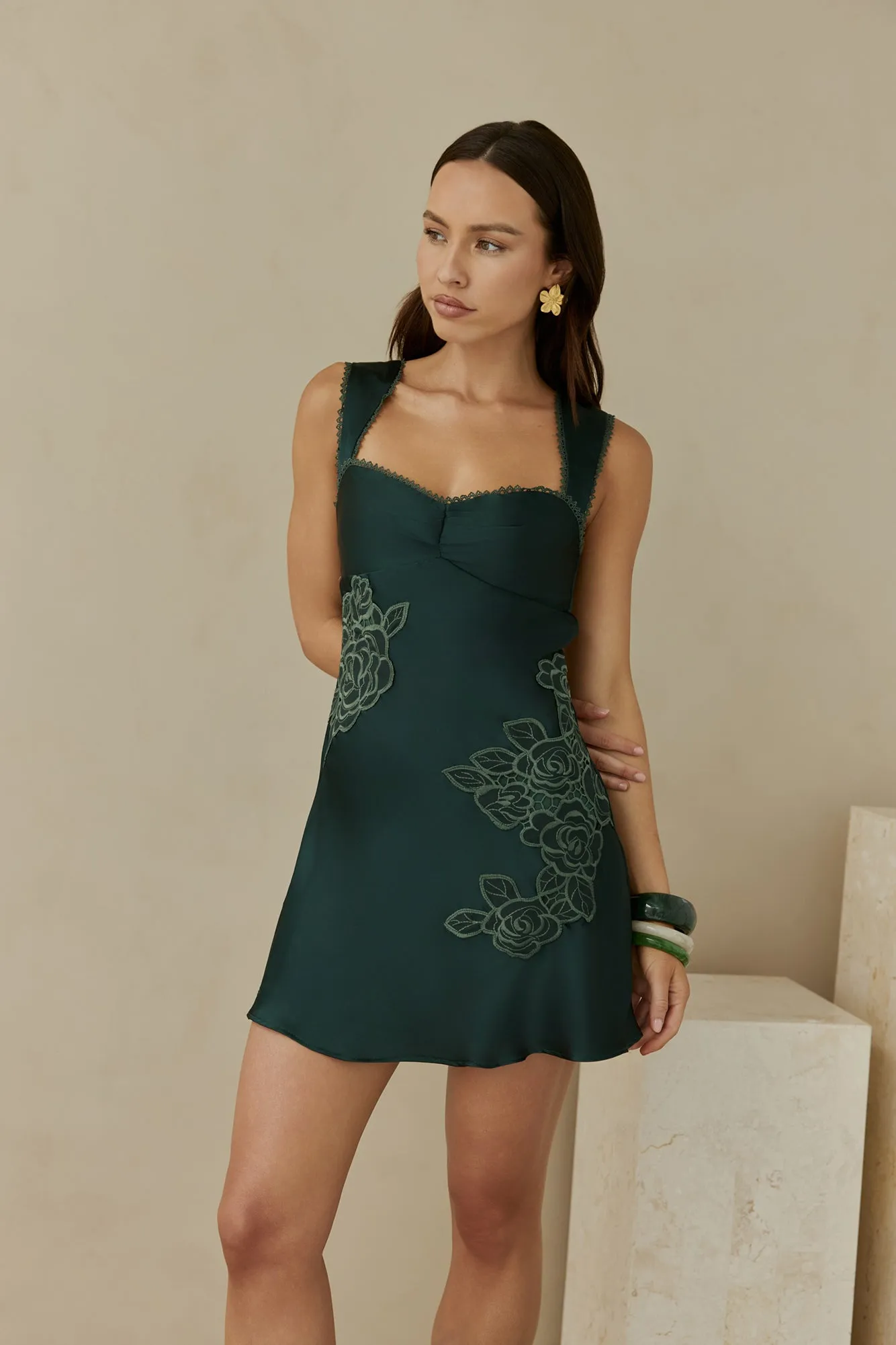 Amara Mini Dress Green sold by Fortunate One