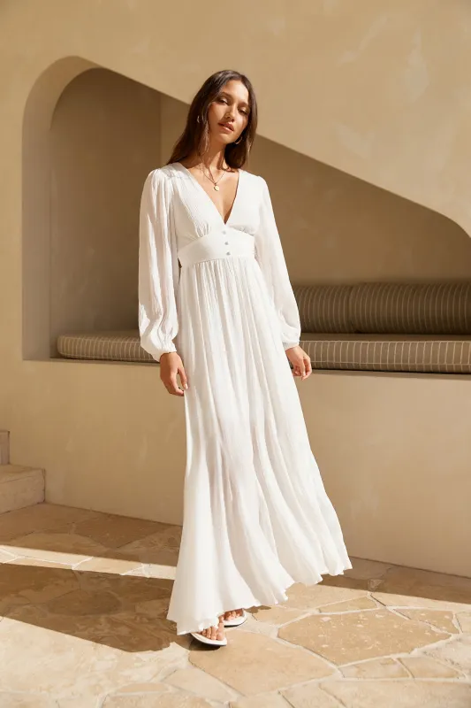 Sweeter Dreams Long Sleeve Maxi Dress White sold by Fortunate One