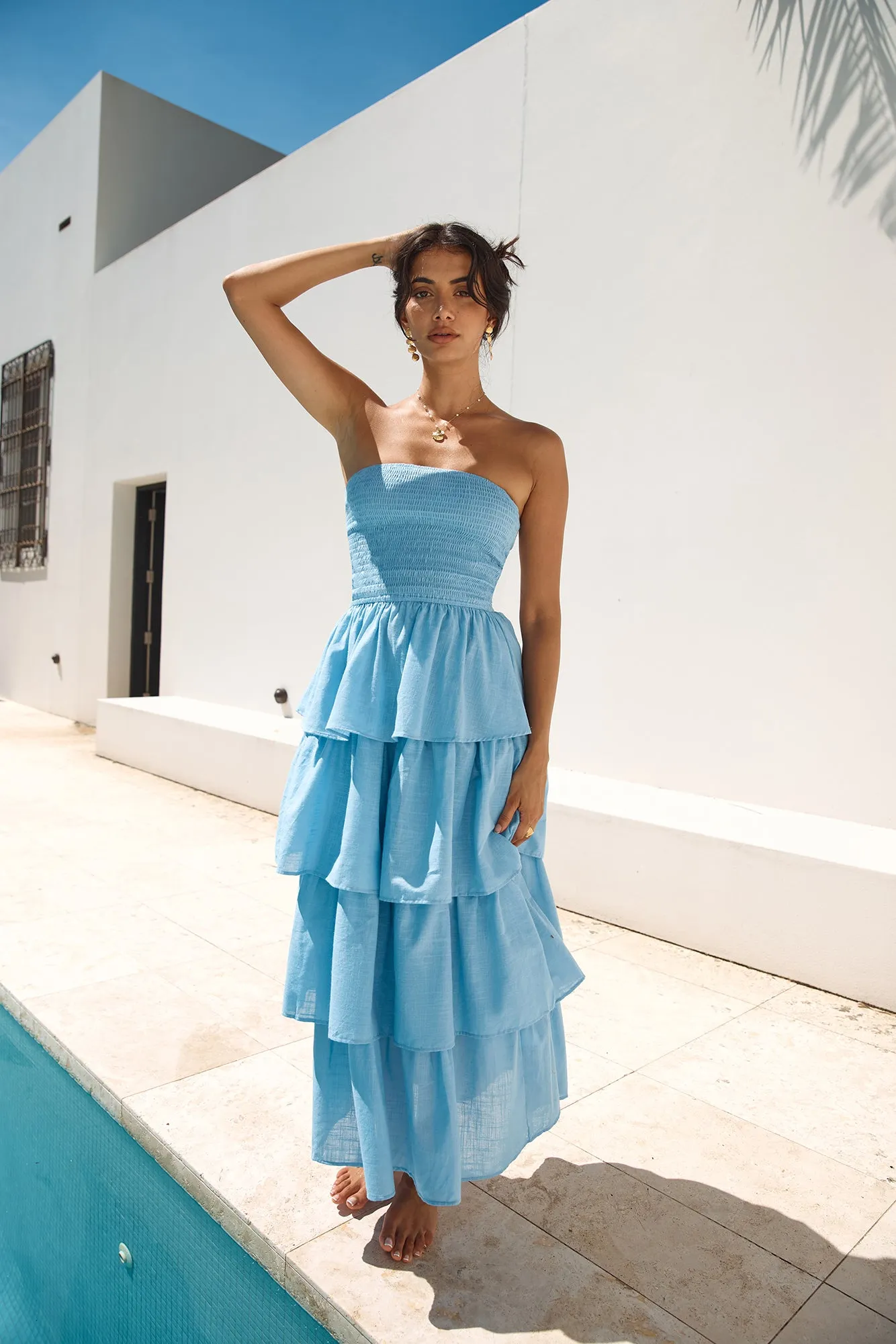 Glass Slipper Strapless Maxi Dress Blue sold by Fortunate One product image thumbnail 3