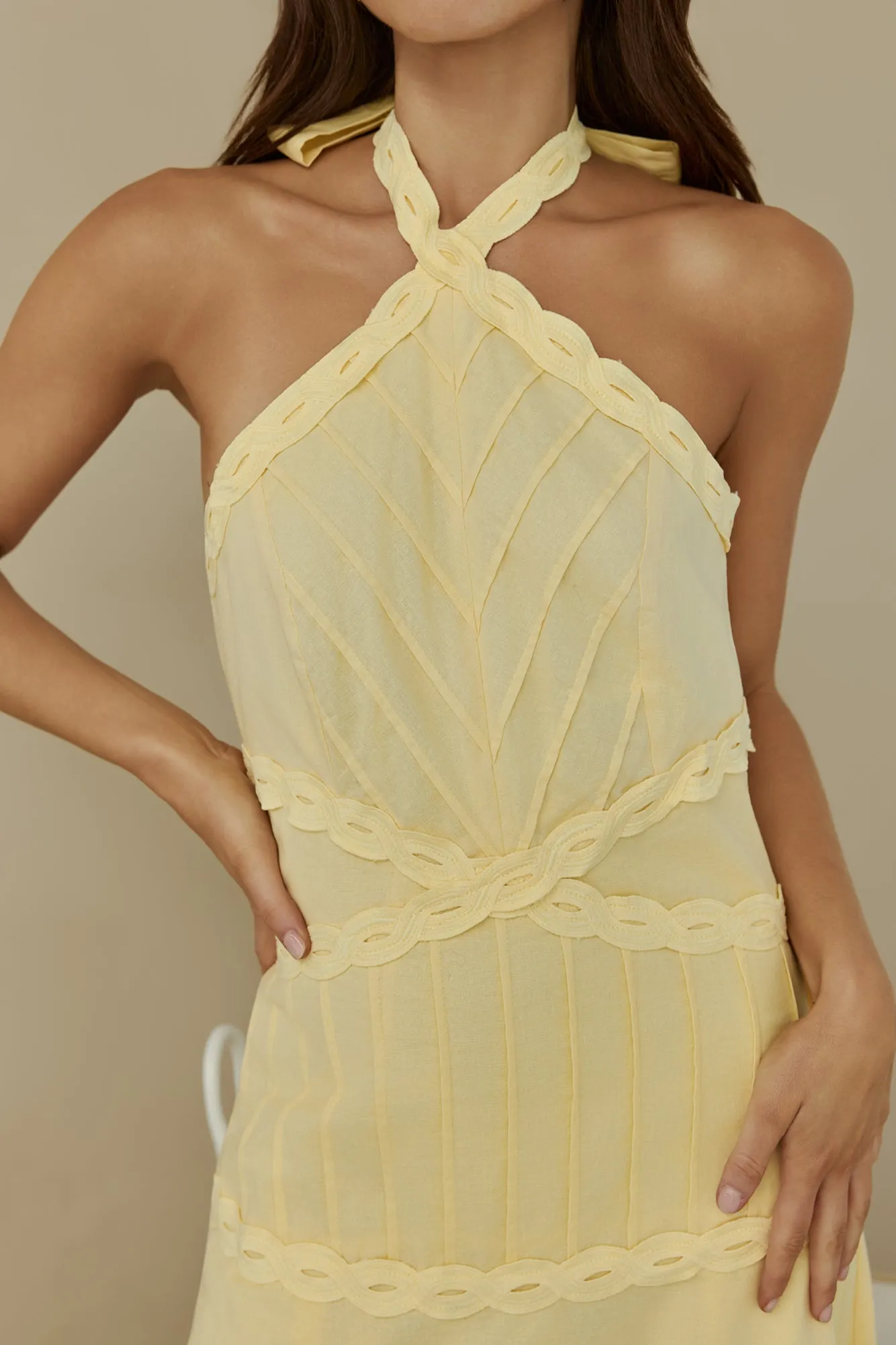 Tropical Dreamer Halter Maxi Dress Yellow sold by Fortunate One product image thumbnail 4