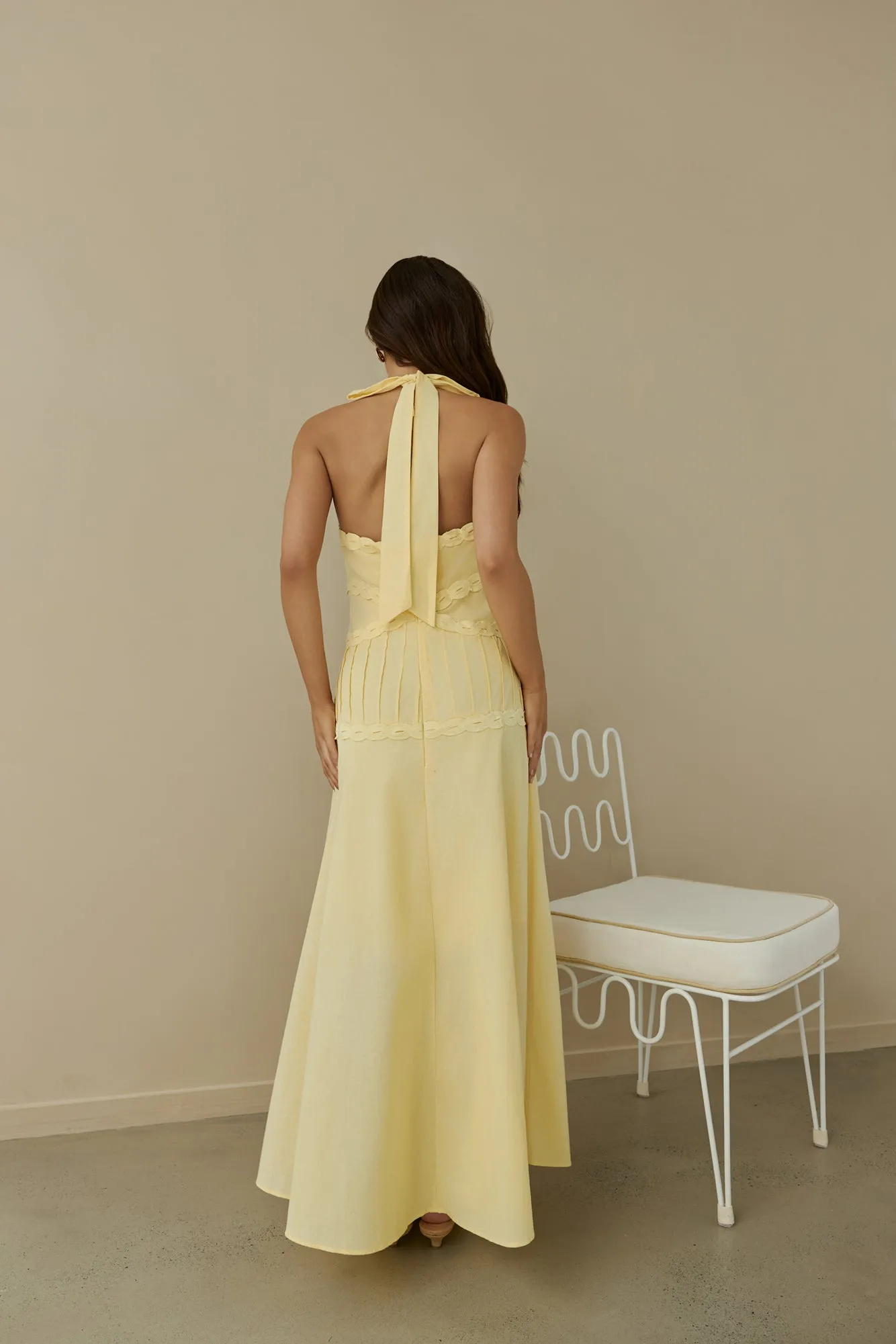 Tropical Dreamer Halter Maxi Dress Yellow sold by Fortunate One product image thumbnail 2