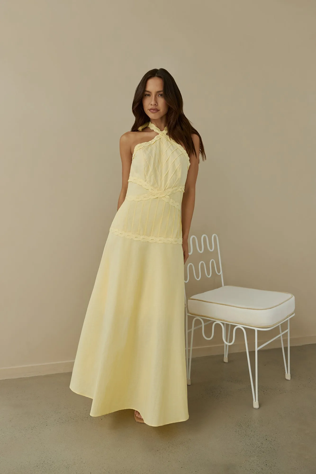 Tropical Dreamer Halter Maxi Dress Yellow sold by Fortunate One