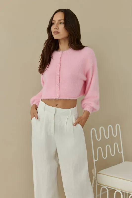 Cloud Nine Fluffy Cardigan Pink sold by Fortunate One