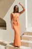 Palm Tree Paradise Maxi Skirt Orange sold by Fortunate One