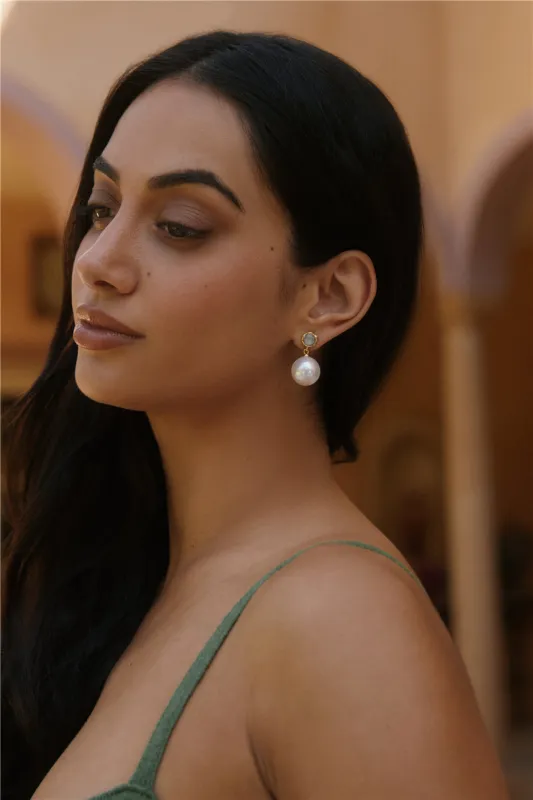 18k Gold Plated Bright Pearl Earrings Gold sold by Fortunate One