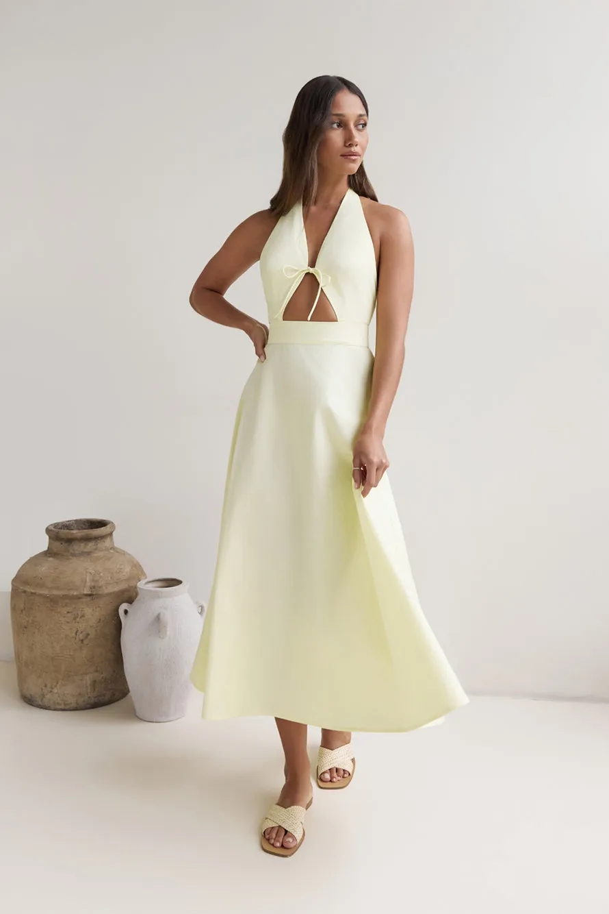 Sands Of Splendor Halter Maxi Dress Lemon sold by Fortunate One product image thumbnail 4