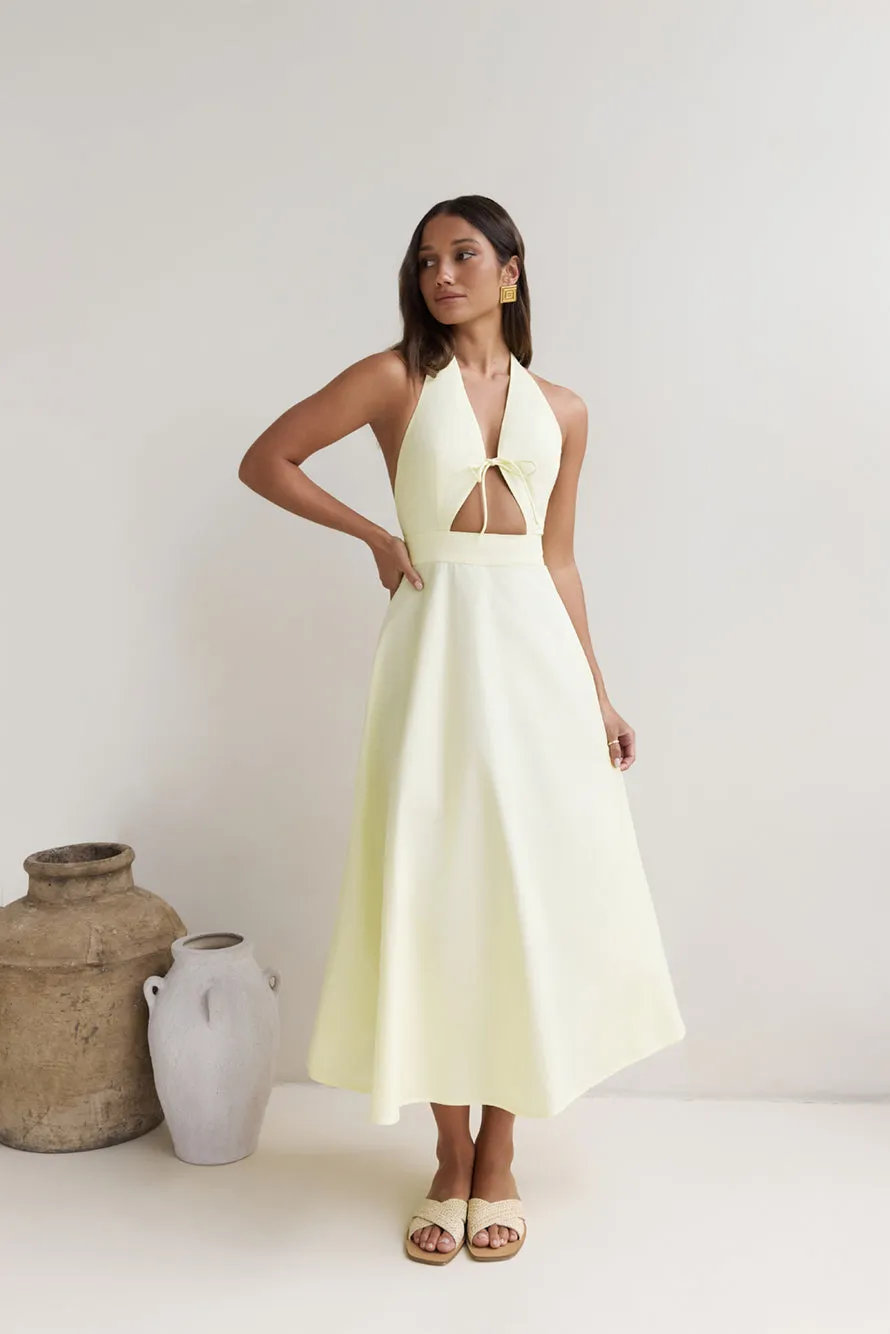 Sands Of Splendor Halter Maxi Dress Lemon sold by Fortunate One product image thumbnail 3