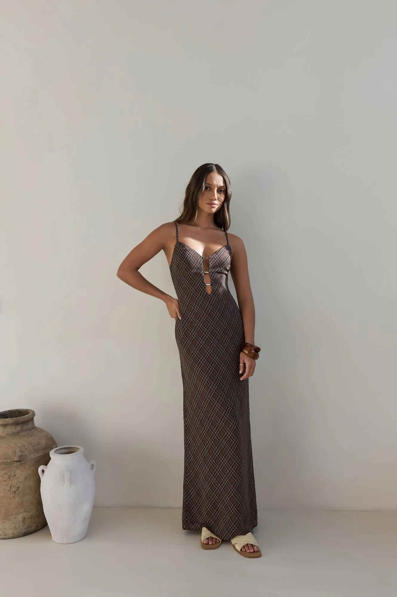 Riviera Nights Maxi Dress Chocolate sold by Fortunate One product image thumbnail 3