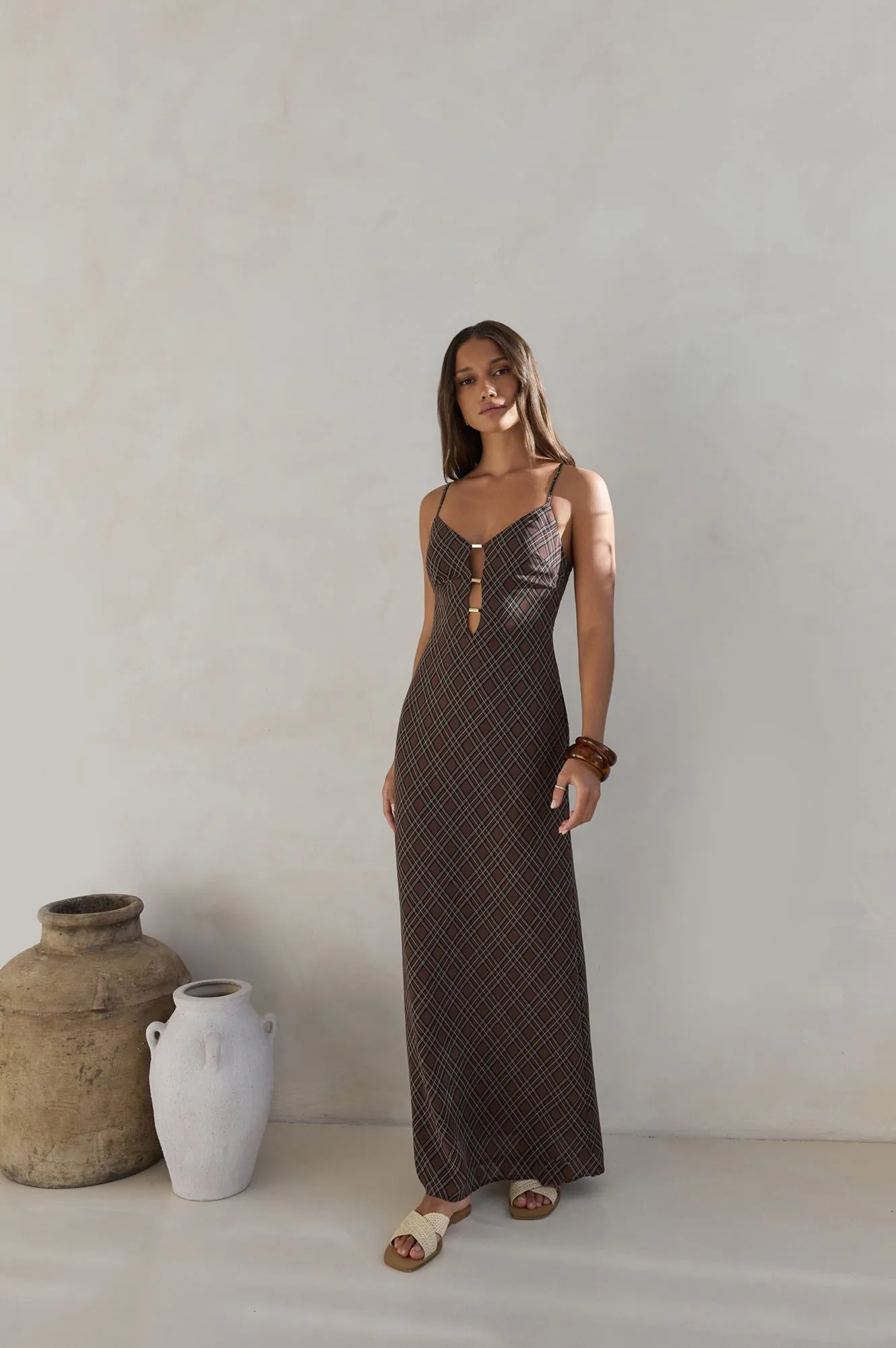 Riviera Nights Maxi Dress Chocolate sold by Fortunate One
