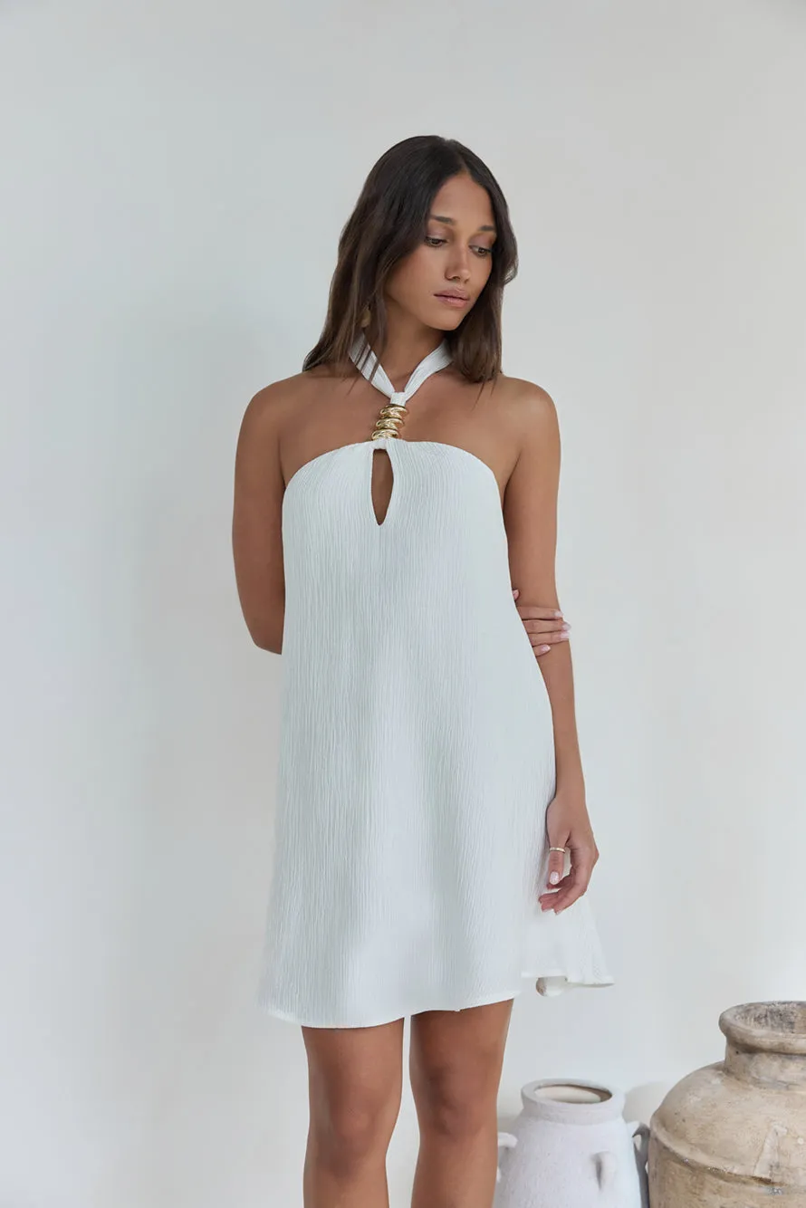 Swaying Shadows Halter Mini Dress White sold by Fortunate One product image thumbnail 4