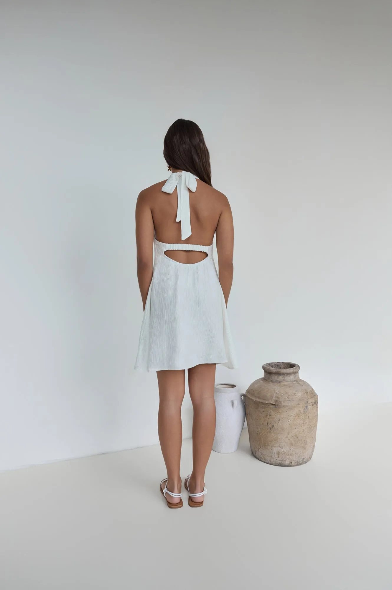 Swaying Shadows Halter Mini Dress White sold by Fortunate One product image thumbnail 2